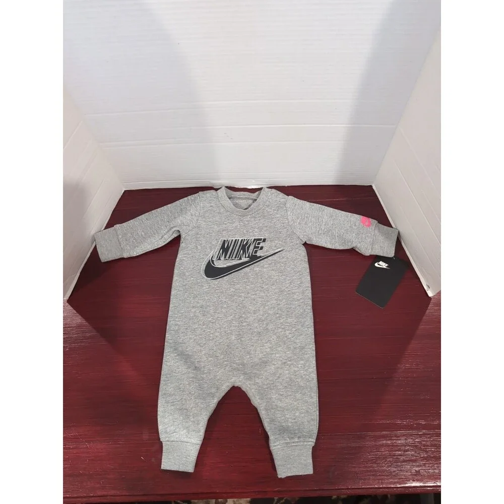 NIKE BABY ONE PIECE bodysuit GRAY Double color SWOOSH SIZE 3M NEW